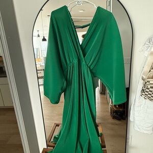 Anthropologie Pleated Maxi Dress in Vibrant Green